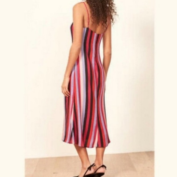 Reformation Rosaly Isabella Multicolored Stripe Shift Midi Slip Dress 12 - Picture 4 of 10